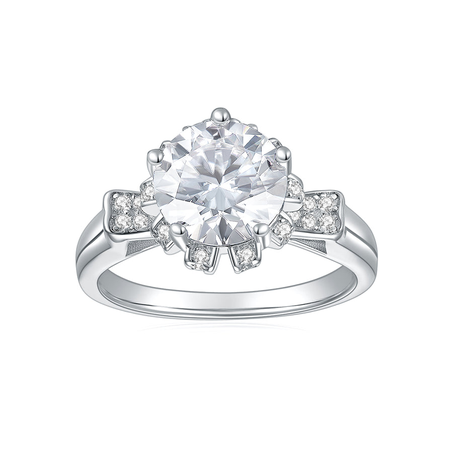 14K White Gold Moissanite Rings by Cross Rainbow Cushion Engagement Ring for Women, 2CTW,DEF