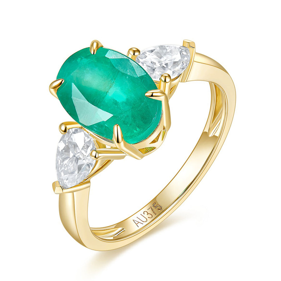 14K Yellow Gold Natural Emerald Ring 2.20 Carats Sizes 5-10