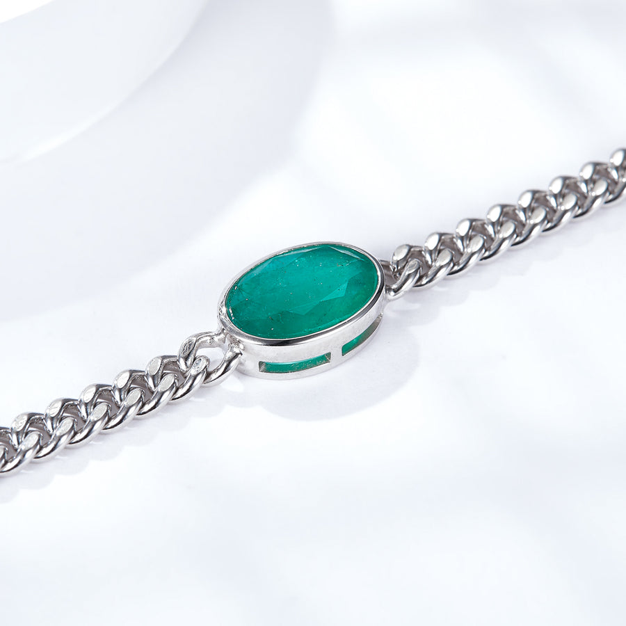 Cross Rainbow Natural Original Emerald Women's Wedding Engagement Bracelet Fine Jewelry (9*11mm/3.20ct, total 7.50g/15cm)