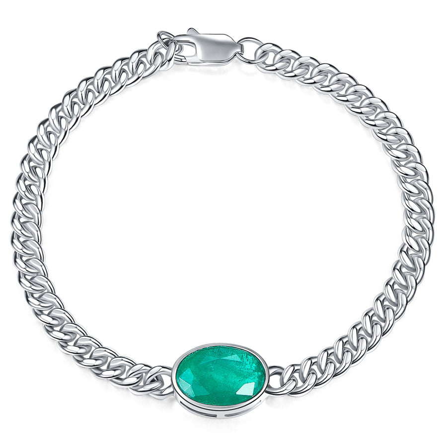 Cross Rainbow Natural Original Emerald Women's Wedding Engagement Bracelet Fine Jewelry (9*11mm/3.20ct, total 7.50g/15cm)