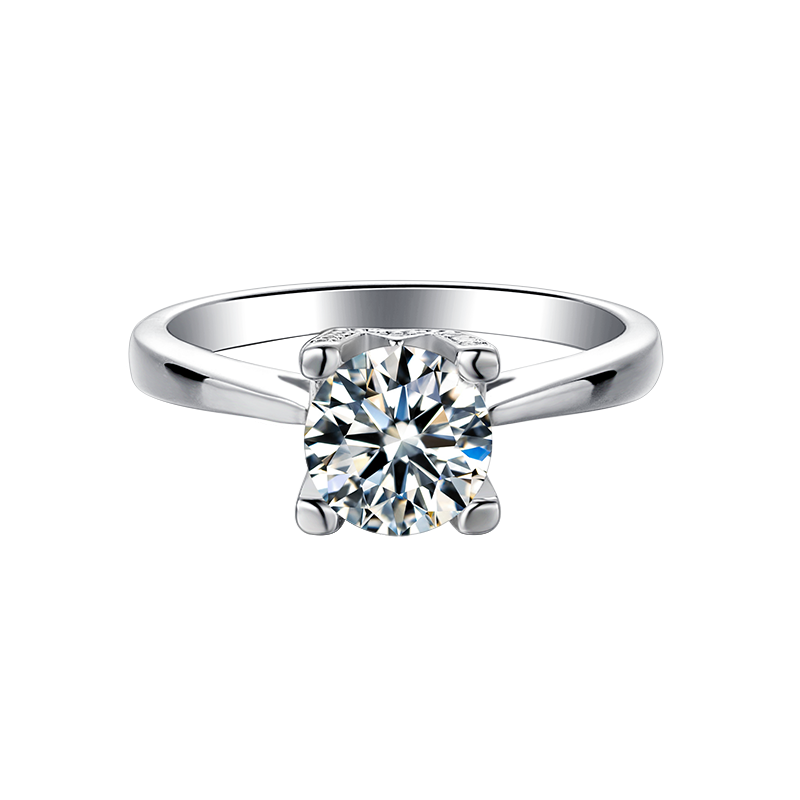 Engagement Band Ring Women Wedding Moissanite Stone 6.5 mm 1.0 Ct 100% Solid Sterling Silver 925 Rhodium Plated Round Cut Anniversary Promise