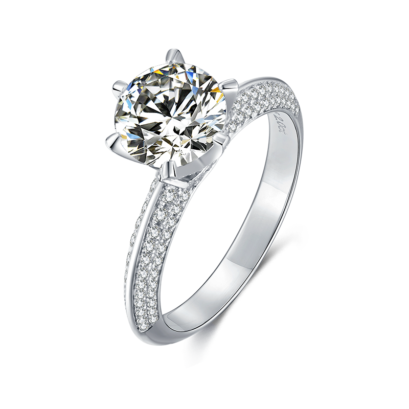 2.0ct 8.0mm Round 925 Thai Silver Moissanite Ring Diamond Test Passed Jewelry Christmas Gift