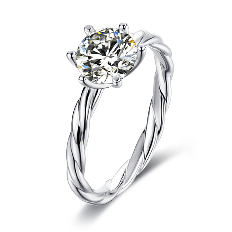 925 Sterling Silver Moissanite Solitaire Engagement Ring 1CT 6.5MM
