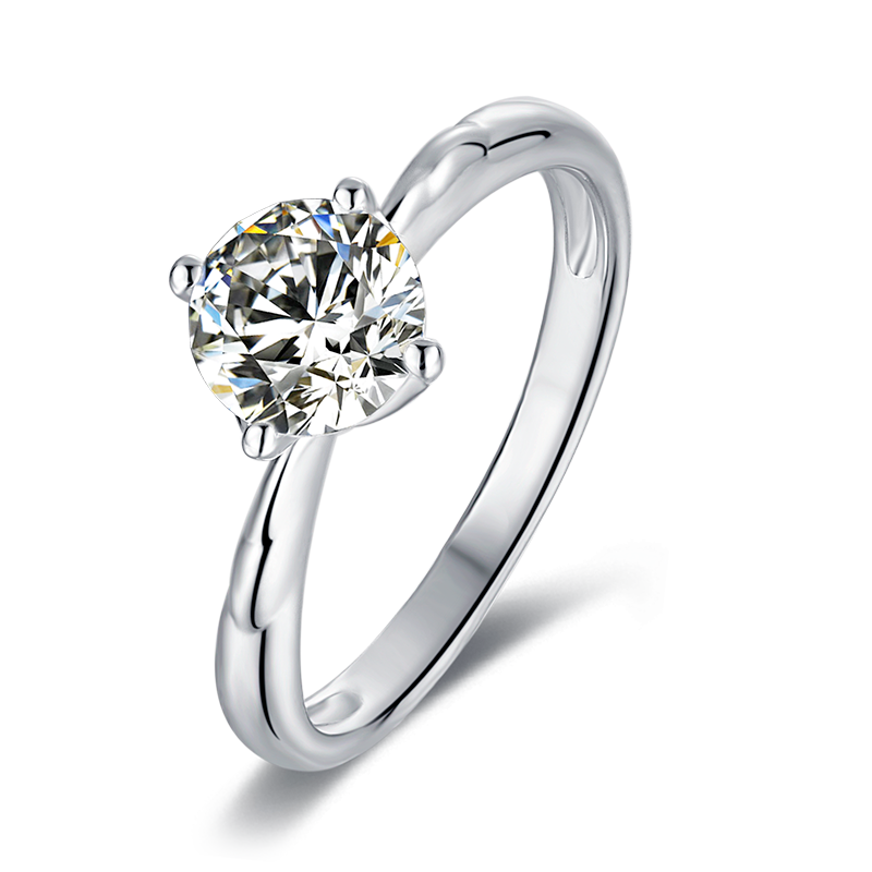 1Carat (ctw) Moissanite Engagement Rings for Women - Platinum Plated Silver Ring Jewelry