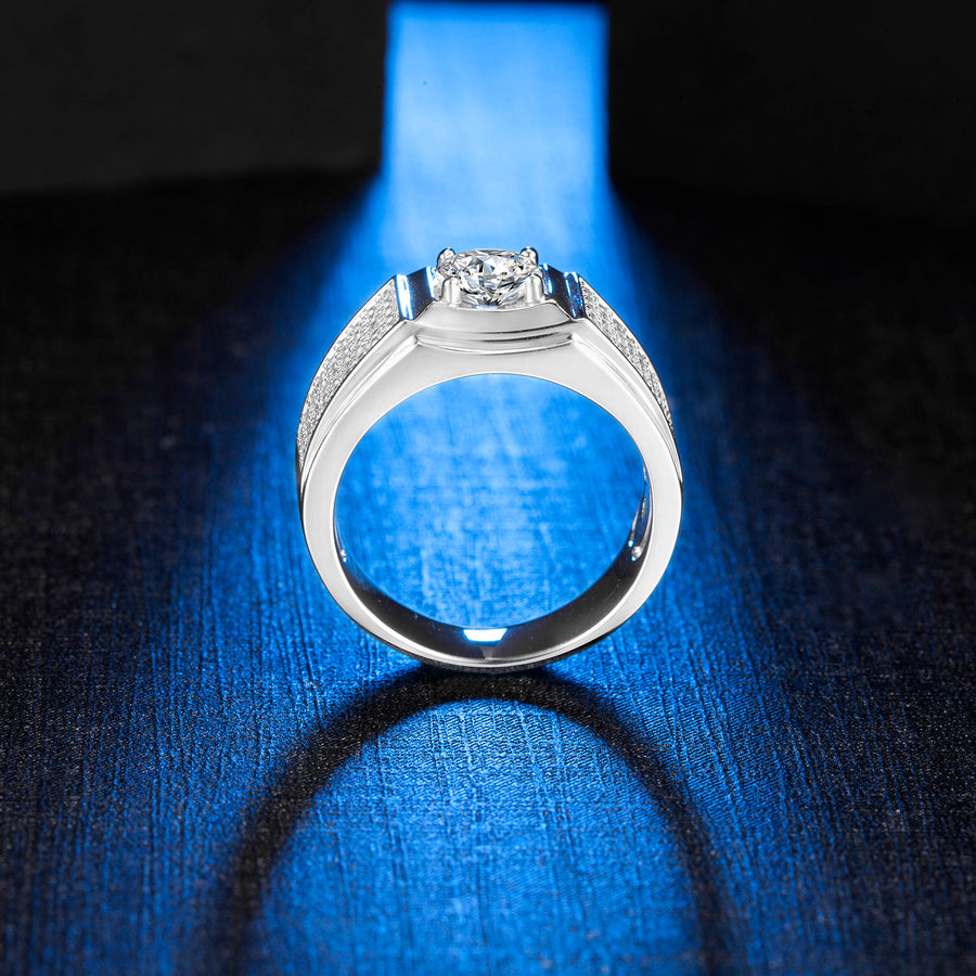 925 Sterling Silver Men's Ring Classic 1 ct (DEW) Moissanite Ring for Men
