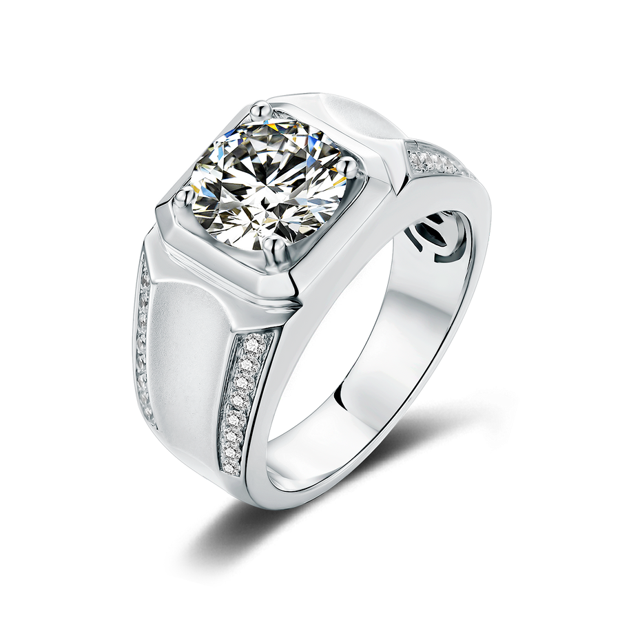 1.00Cttw VVS11 Clarity D-E Color Brilliant Round Cut Moissanite with 925 Sterling Silver Men's Engagement Ring