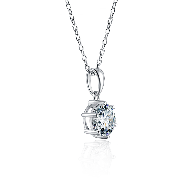 925 Sterling Silver Moissanite Jewelry Set Necklace and Earrings Total 2CT,Necklace with Pendant Round Brilliant Cut Moissanite Solitaire Necklace for Women