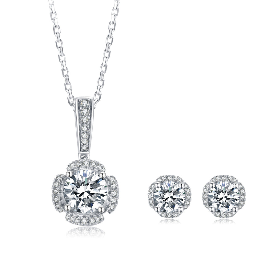Moissanite Necklaces and Earrings Jewelry Set for Women Valentine's Day Gifts