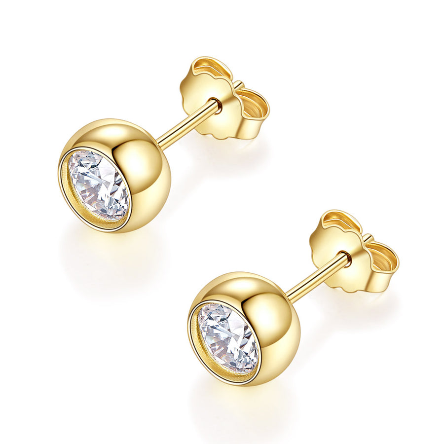 18K White Gold Moissanite Stud Earrings, DEF Color Brilliant Round Cut Diamond Earrings for Women