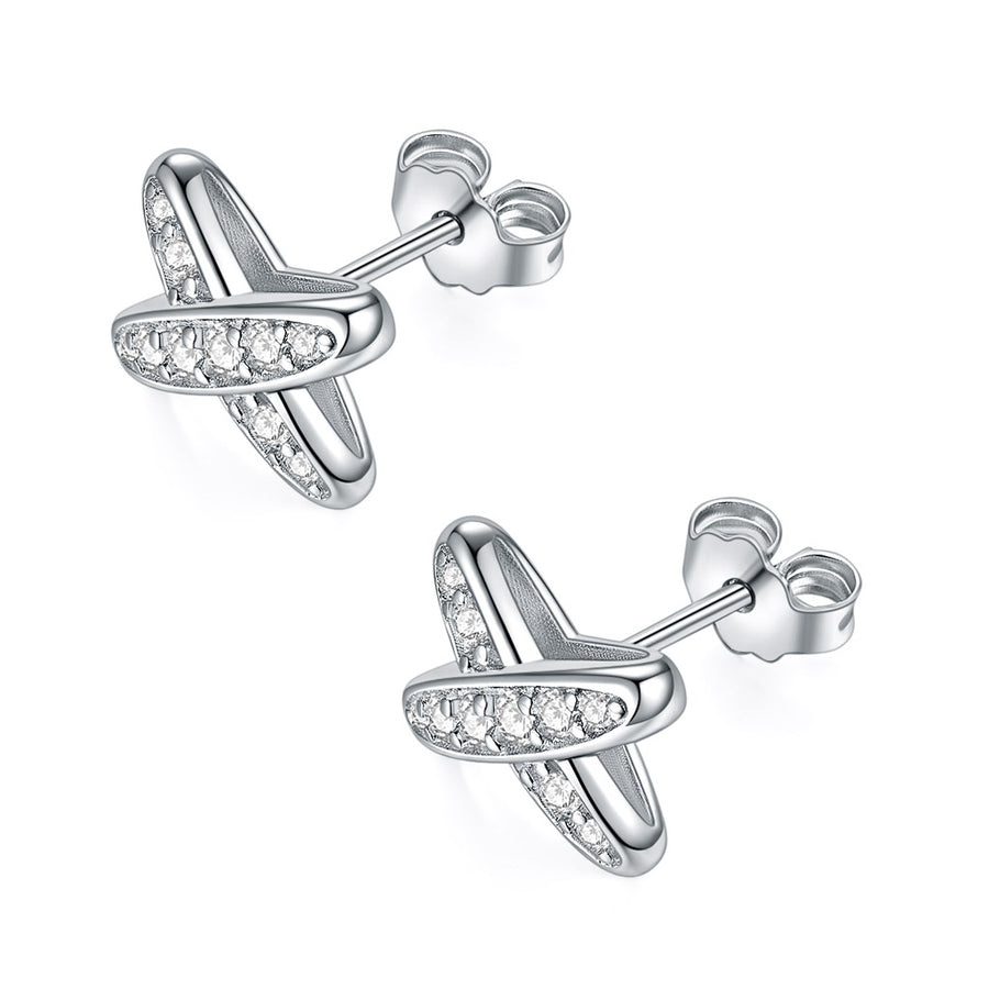Moissanite Diamond studded Infinity Butterfly Earrings Valentine Gift for Women, 1.7mm*4/1.3mm*8/1.0mm*8-0.2ct, DEF-GH, VVS1-VVS2