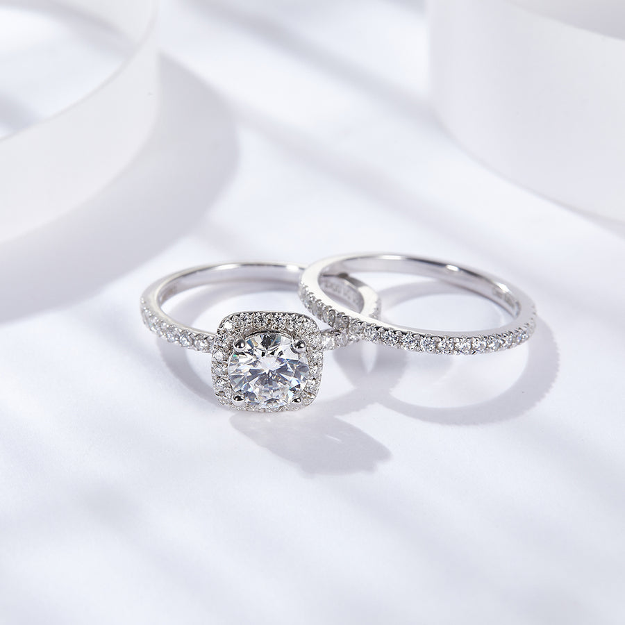 Cross Rainbow Moissanite Engagement Rings for Women fashion Jewelry 1CT, 3.10g Color D, 925 Sterling Silver Moissanite Wedding Rings, Moissanite Cushion Ring Platinum Plated Sterling Silver 6.50MM
