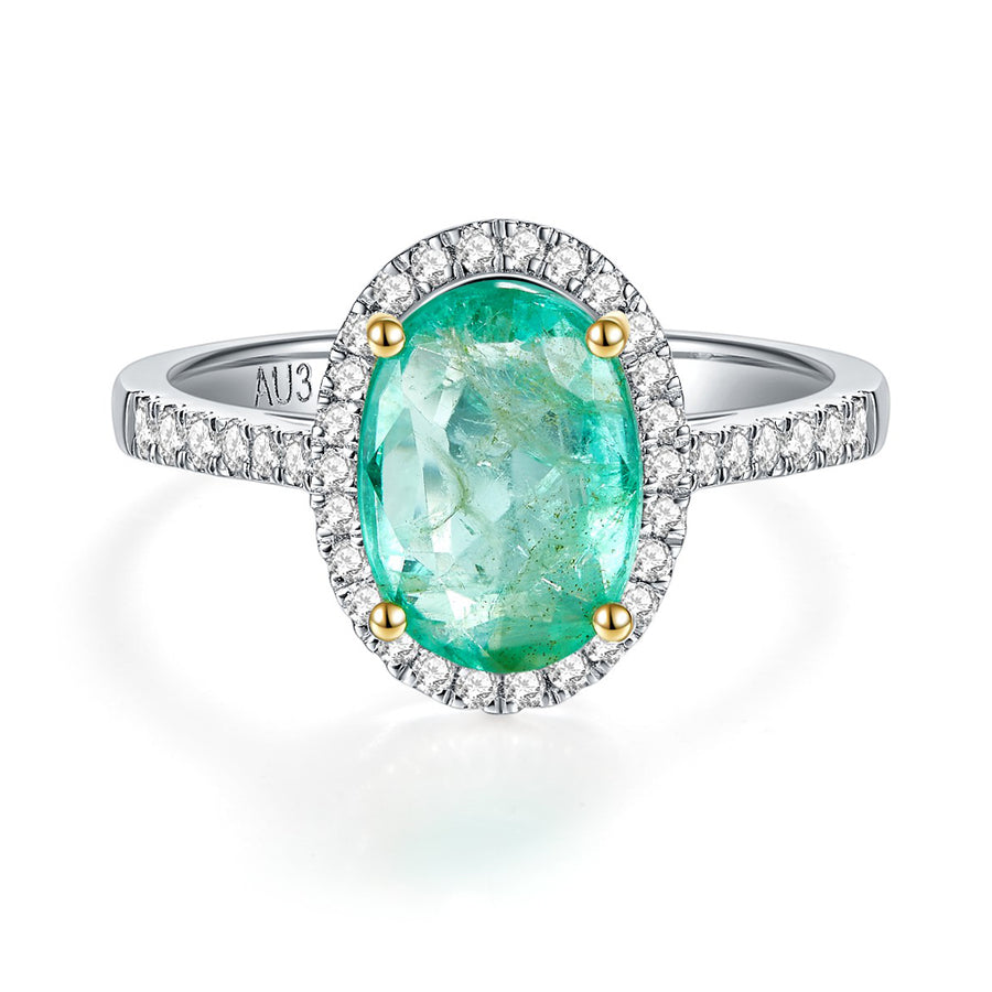 Cross Rainbow Jewelry Emerald Engagement Rings for Women, Anniversary 14K Gold Plated 925 Silver Promise Rings (7*10mm/2.60ct, total 2.41g, Available 5,6,7,8,9,10)