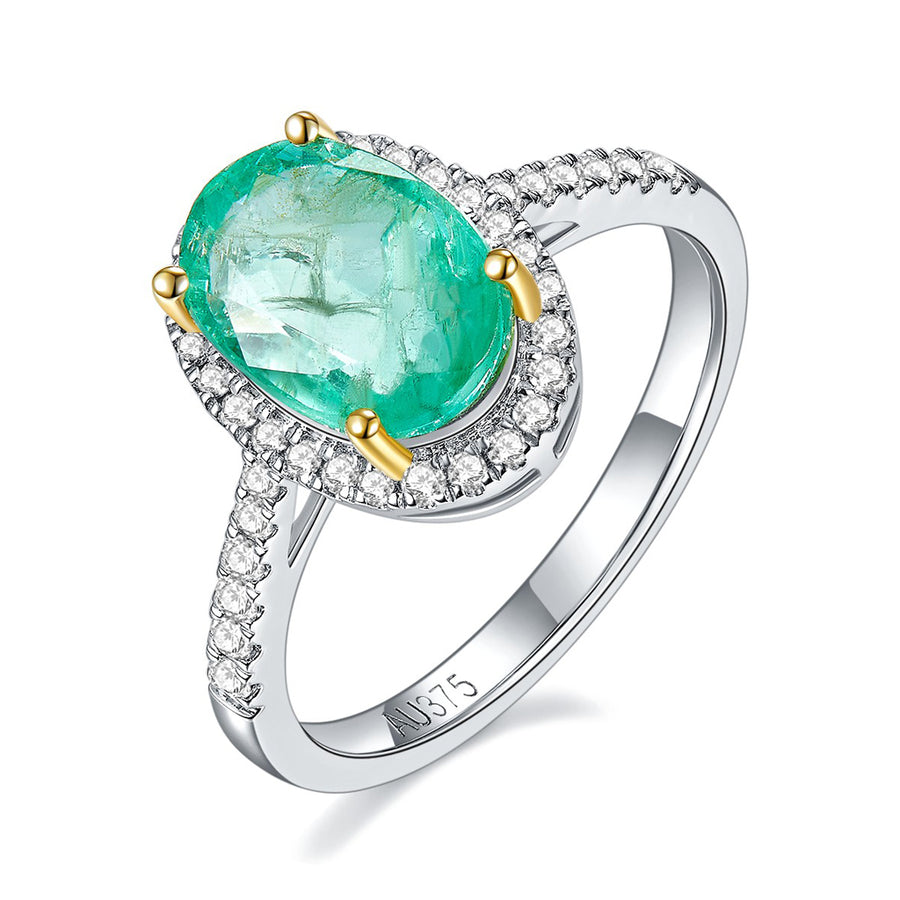 Cross Rainbow Jewelry Emerald Engagement Rings for Women, Anniversary 14K Gold Plated 925 Silver Promise Rings (7*10mm/2.60ct, total 2.41g, Available 5,6,7,8,9,10)