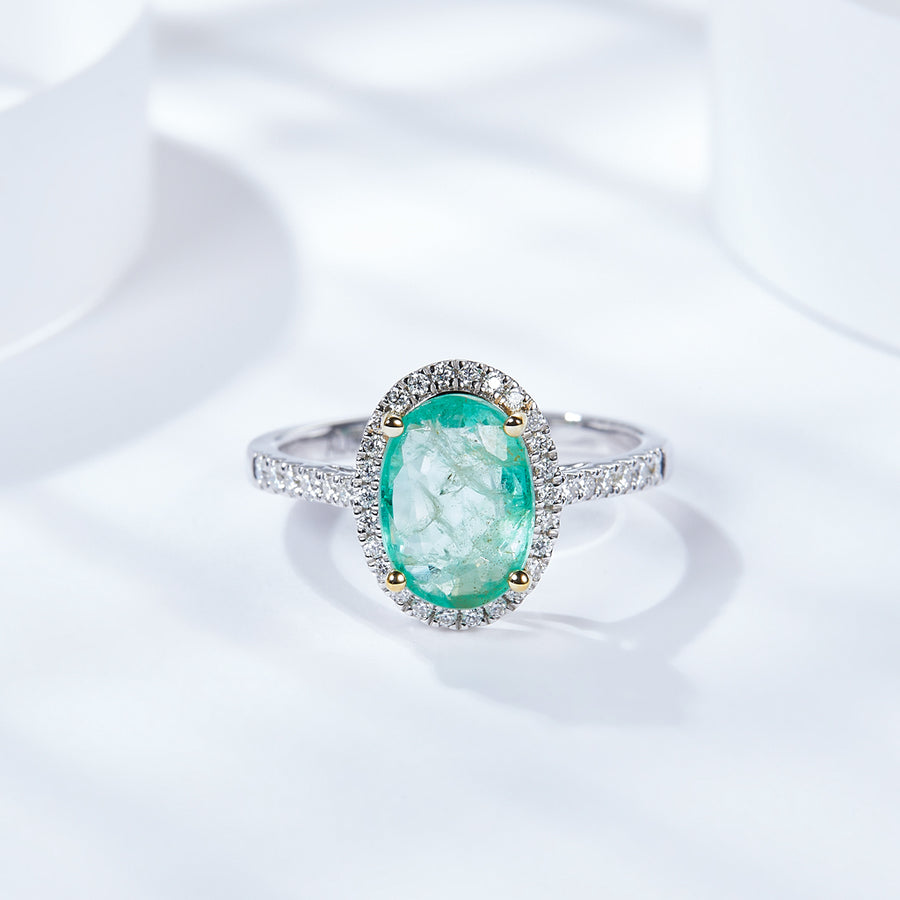 Cross Rainbow Jewelry Emerald Engagement Rings for Women, Anniversary 14K Gold Plated 925 Silver Promise Rings (7*10mm/2.60ct, total 2.41g, Available 5,6,7,8,9,10)