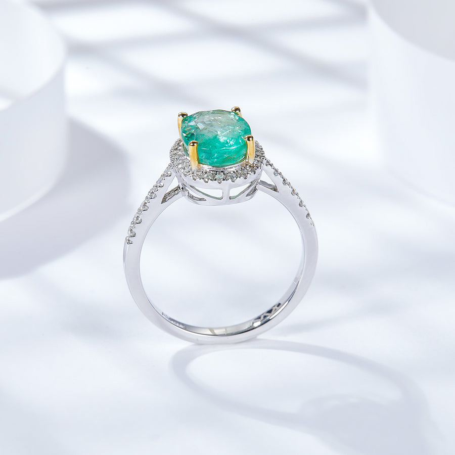 Cross Rainbow Jewelry Emerald Engagement Rings for Women, Anniversary 14K Gold Plated 925 Silver Promise Rings (7*10mm/2.60ct, total 2.41g, Available 5,6,7,8,9,10)
