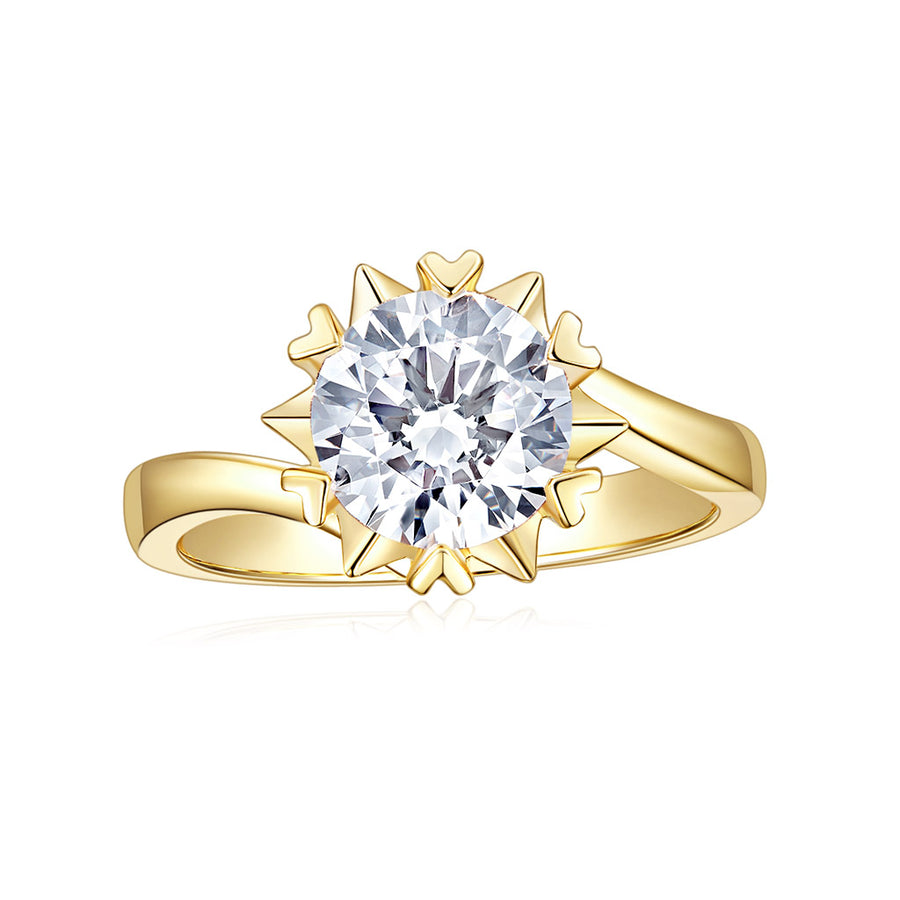 1.00 CT Classic Round Moissanite Bezel Set Engagement Ring Solid 14k Yellow Gold
