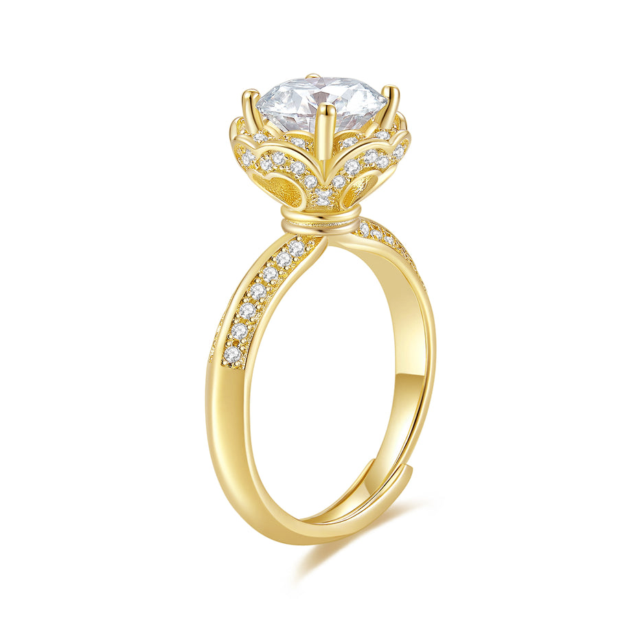 2 Carat Moissanite Ring with Flower Shape by Cross Rainbow