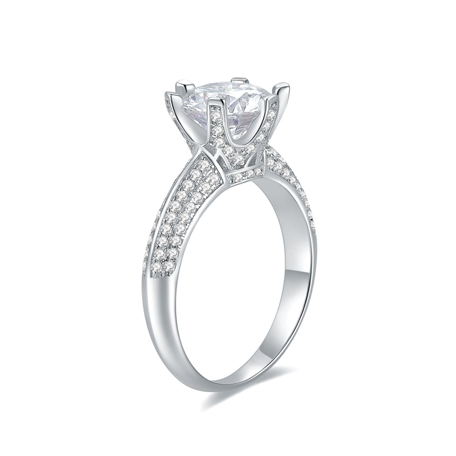 2 Carat t.w. Classic Prong Set Moissanite Engagement Ring with a 2 Ct Forever Classic Oval Moissanite Center