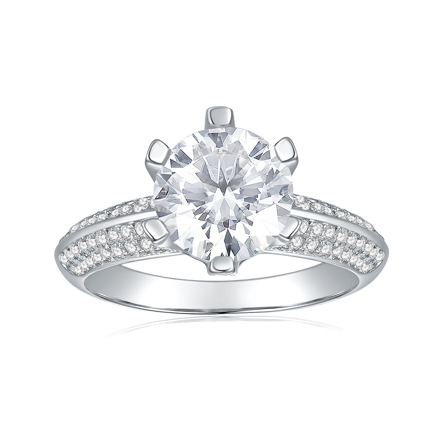 2 Carat t.w. Classic Prong Set Moissanite Engagement Ring with a 2 Ct Forever Classic Oval Moissanite Center