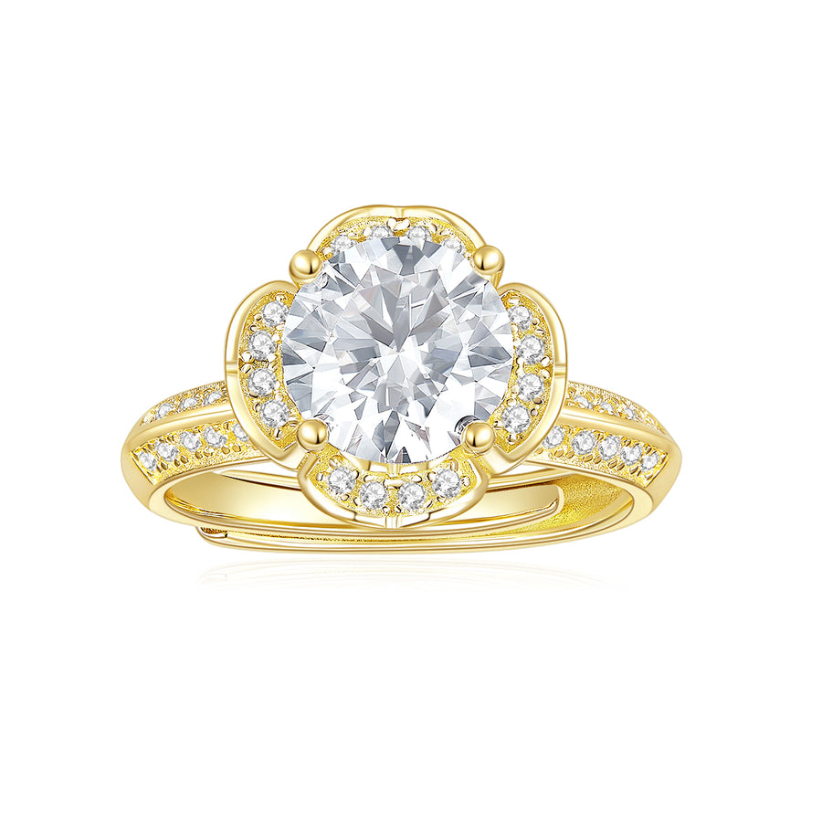 2 Carat Moissanite Ring with Flower Shape by Cross Rainbow
