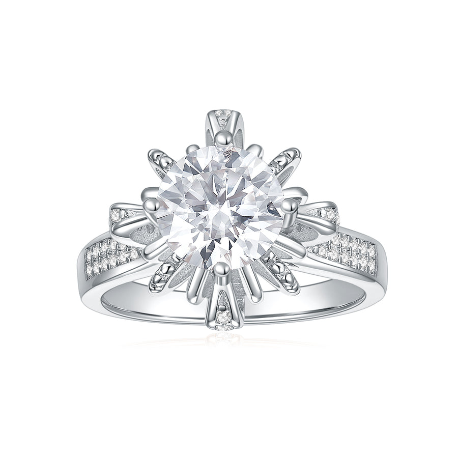 14K White Gold Moissanite Rings by Cross Rainbow Cushion Engagement Ring for Women, 2CTW,DEF