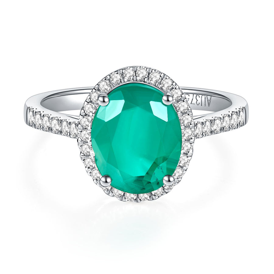 Women's 925 Sterling Silver Ring Emerald Ring Ladies Gemstone Engagement Wedding Ring Cocktail Party Eternity Promise