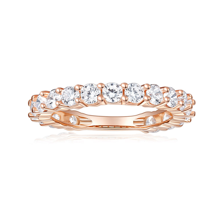 Diamond Wedding Band with Milgrain 14K Yellow Gold Prong