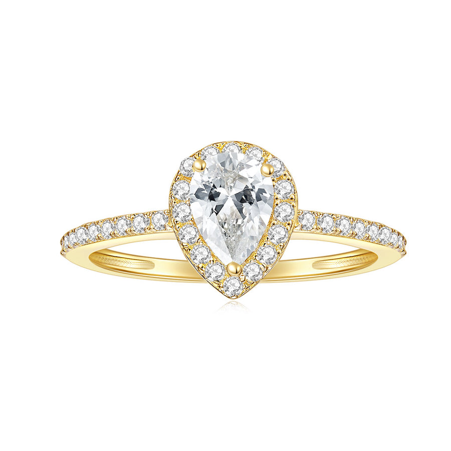 Moissanite Ring 14k Yellow Gold 1/2ct TDW Diamond Cluster Heart-Shaped Frame Bridal Set
