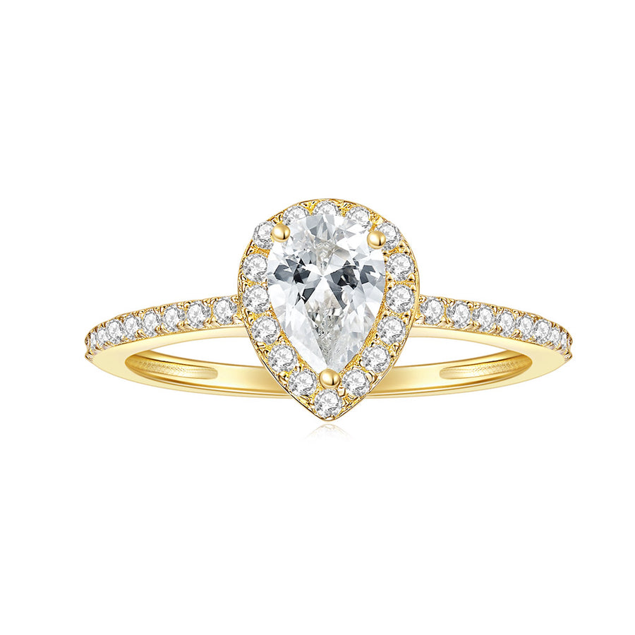 Moissanite Ring IGI Certified 3CT TDW Pear Shaped Cluster Halo Bridal Set