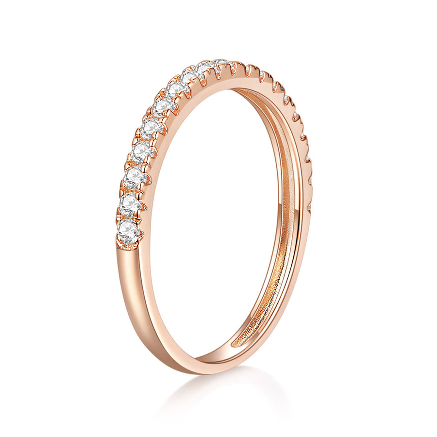 Certified Moissanite Engagement Wedding Ring in 14K Yellow Gold, Moissanite: 1.0mm*20-0.1ct, DEF-GH, VVS1-VVS2