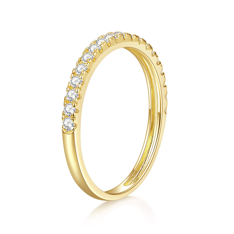 Certified Moissanite Engagement Wedding Ring in 14K Yellow Gold, Moissanite: 1.0mm*20-0.1ct, DEF-GH, VVS1-VVS2