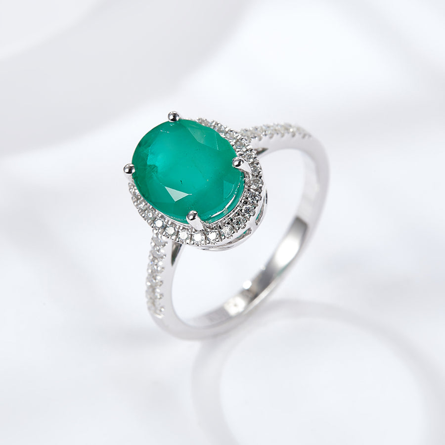 Women's 925 Sterling Silver Ring Emerald Ring Ladies Gemstone Engagement Wedding Ring Cocktail Party Eternity Promise