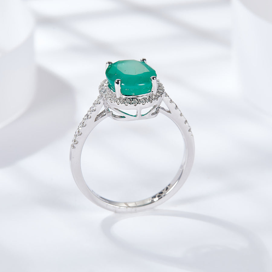 Women's 925 Sterling Silver Ring Emerald Ring Ladies Gemstone Engagement Wedding Ring Cocktail Party Eternity Promise
