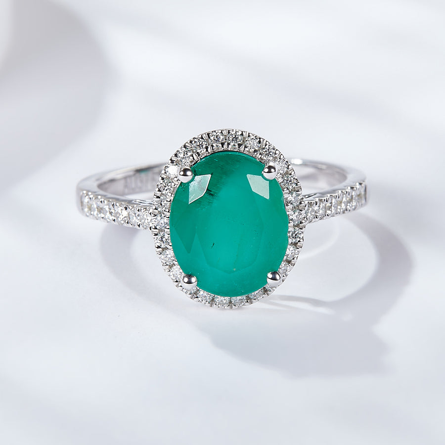 Women's 925 Sterling Silver Ring Emerald Ring Ladies Gemstone Engagement Wedding Ring Cocktail Party Eternity Promise