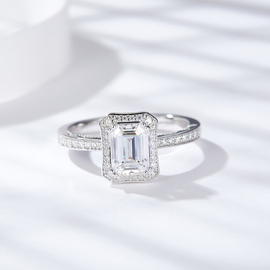 Cross Rainbow Jewelry Created 5x7 mm Moissanite Engagement Ring for Women | 1 cttw G Color | 925 Silver Sterling