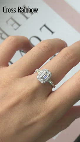 5*7mm Moissanite small octagon Cut Engagement Ring for Women | 1 cttw G Color 925 Silver Sterling