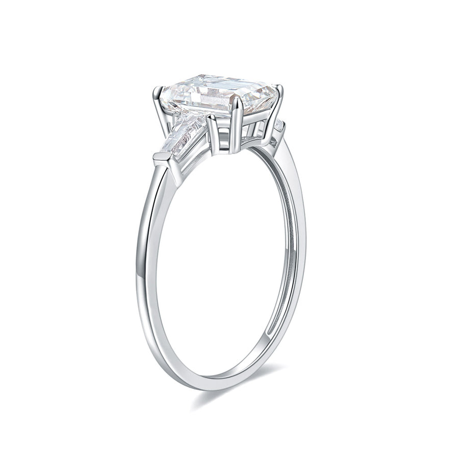 14K Yellow Gold Three Stone  Moissanite Engagement Ring (EF, VS)