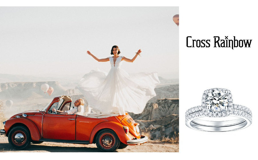 Cross Rainbow Moissanite Engagement Rings for Women fashion Jewelry 1CT, 3.10g Color D, 925 Sterling Silver Moissanite Wedding Rings, Moissanite Cushion Ring Platinum Plated Sterling Silver 6.50MM