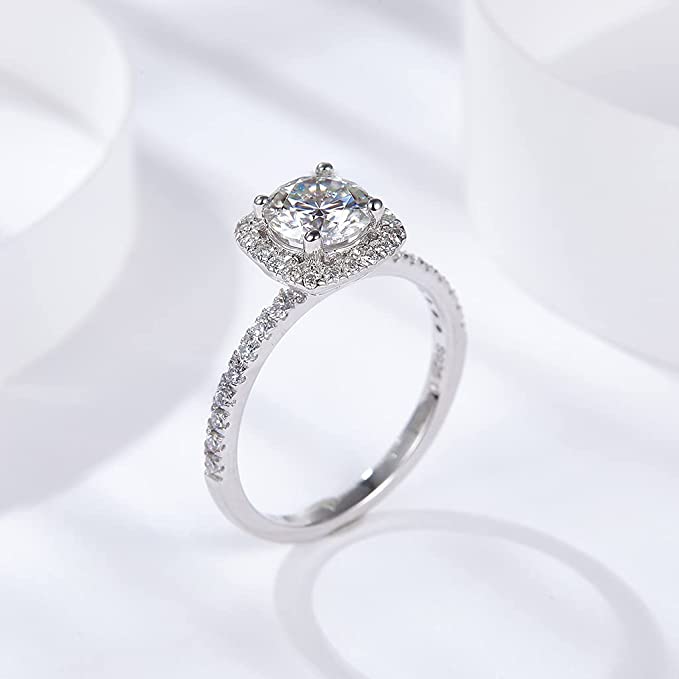 Cross Rainbow Moissanite Wedding Band Rings for Women 1CT, 1.90g, Moissanite Cushion Cut Solitare Ring with Accents Engagement for Women, Moissanite Engagement Rings Wedding Anniversary for Women, Color D 6.50MM，Best gifts for her