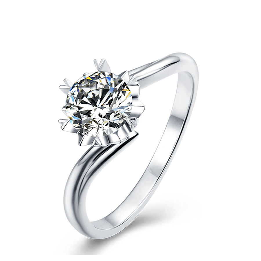 Sterling Silver 1.0CTW 6.5MM Tinted Moissanite Three Stone Engagement Ring Wedding Band