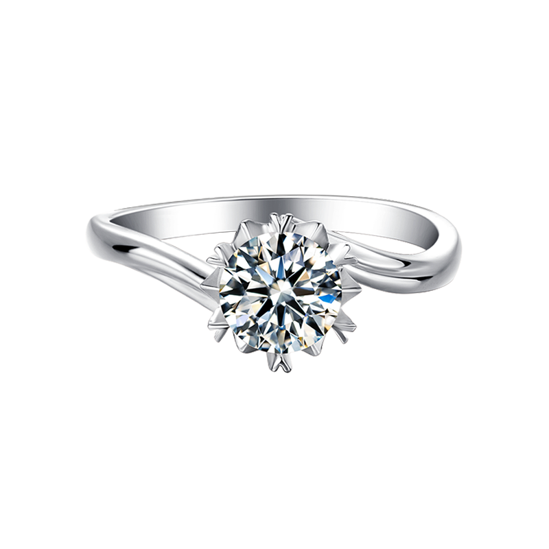 Sterling Silver 1.0CTW 6.5MM Tinted Moissanite Three Stone Engagement Ring Wedding Band