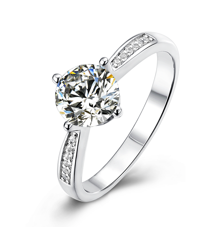Engagement Ring Sets Bridal Sets Wedding Rings for Women Silver Plated Platinum, 1 Carat Center Moissanite Wedding Ring Set Anniversary Promise Rings Size 5-10