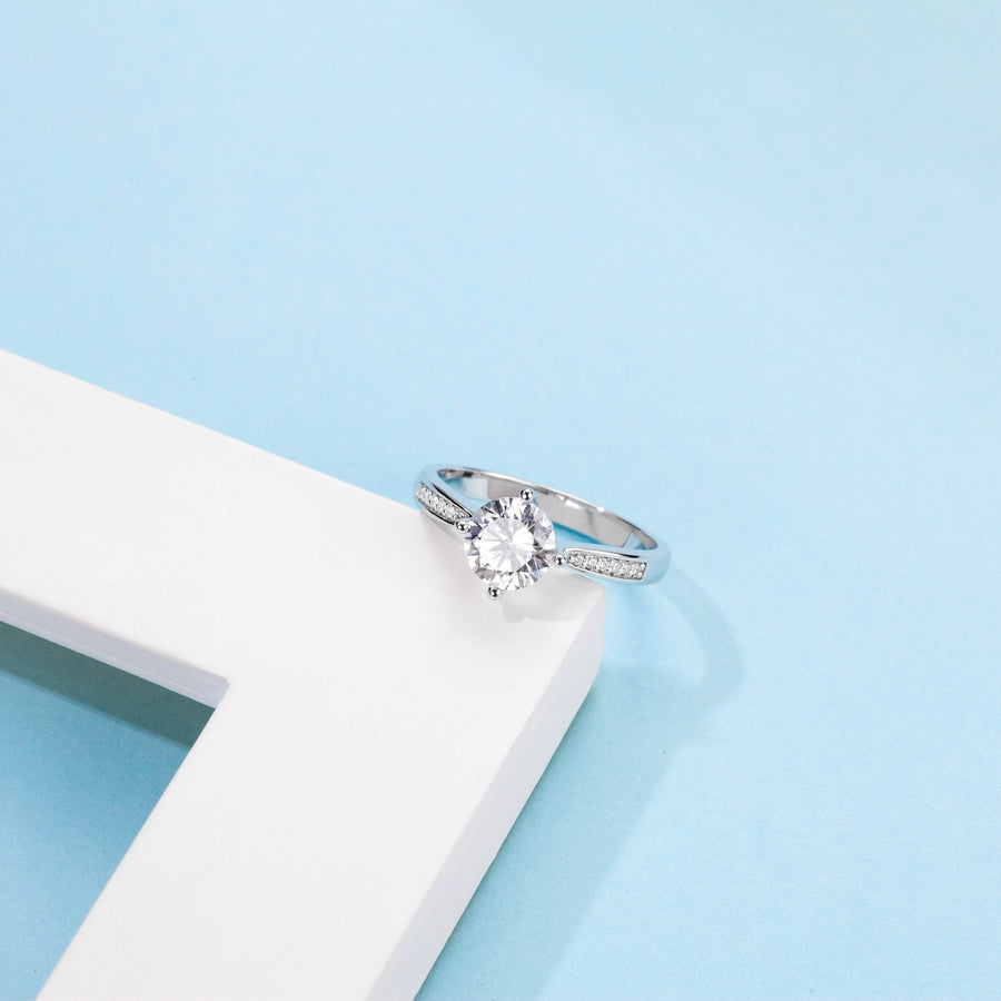 Engagement Ring Sets Bridal Sets Wedding Rings for Women Silver Plated Platinum, 1 Carat Center Moissanite Wedding Ring Set Anniversary Promise Rings Size 5-10