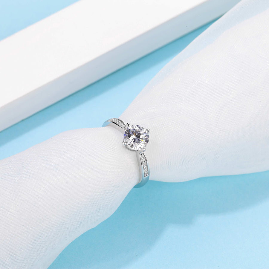 Engagement Ring Sets Bridal Sets Wedding Rings for Women Silver Plated Platinum, 1 Carat Center Moissanite Wedding Ring Set Anniversary Promise Rings Size 5-10