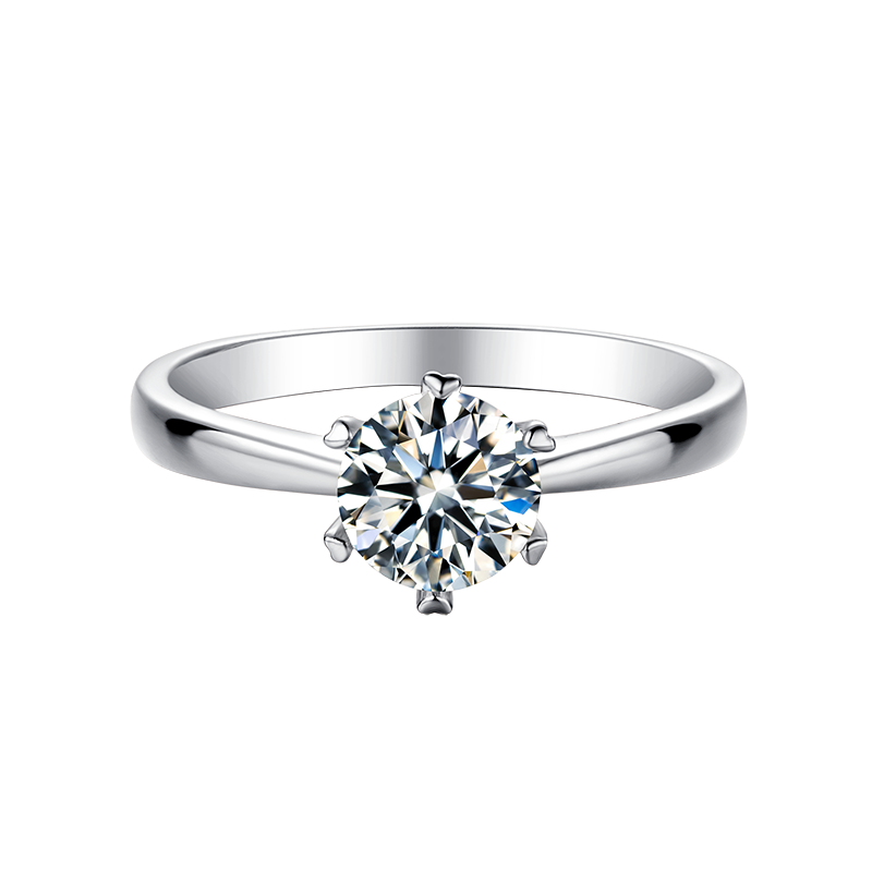 1.0CTW Center 6.5mm Moissanite Engagement Rings with Accents for Women
