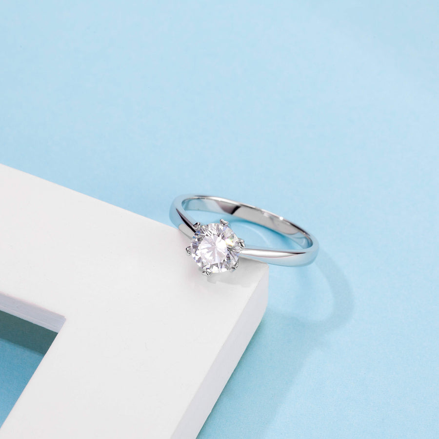 1.0CTW Center 6.5mm Moissanite Engagement Rings with Accents for Women