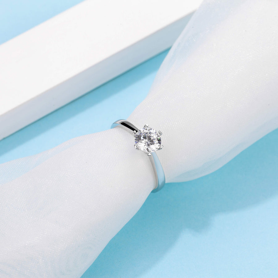 1.0CTW Center 6.5mm Moissanite Engagement Rings with Accents for Women