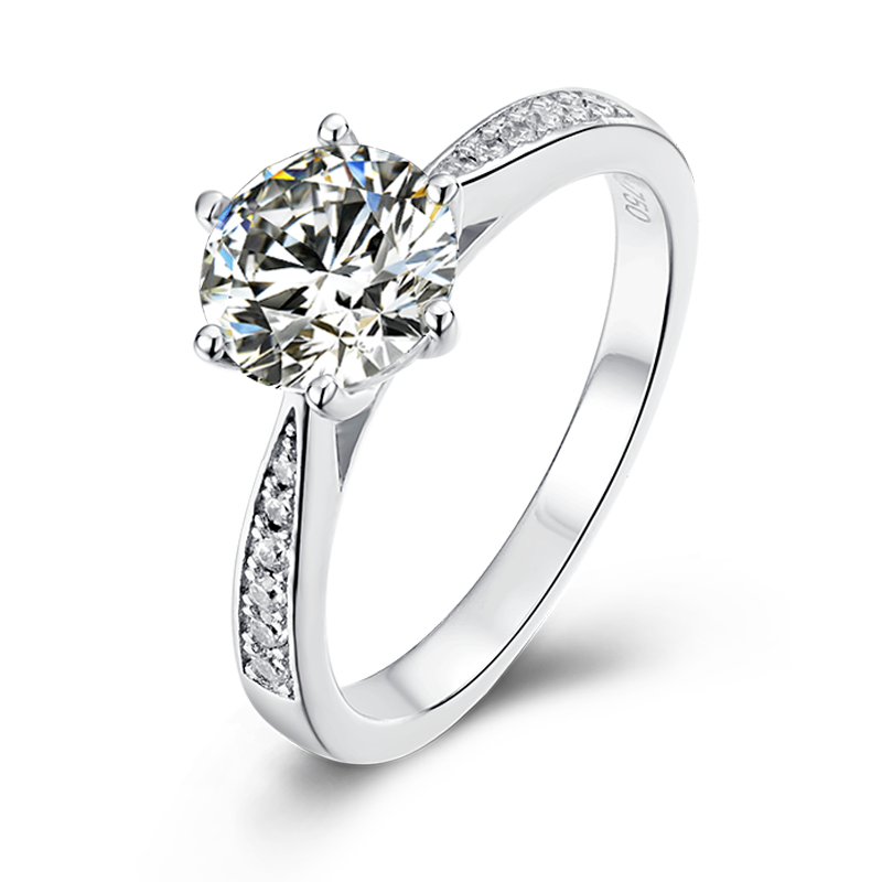 1 Carat t.w Diamond Split Shank Pave Set Diamond Engagement Ring with a 1 Ct Classic Heart Moissanite Center