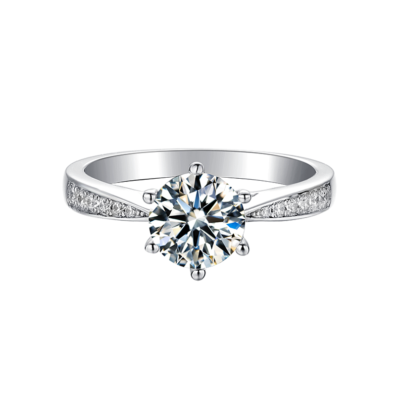 1 Carat t.w Diamond Split Shank Pave Set Diamond Engagement Ring with a 1 Ct Classic Heart Moissanite Center
