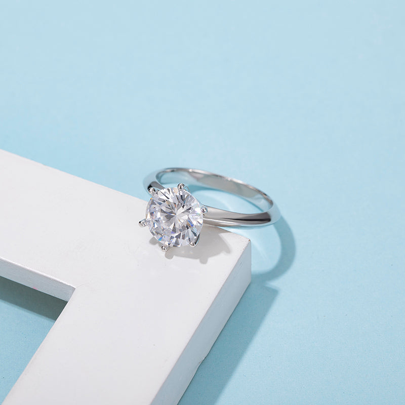 3.0CT 9.0MM Moissanite Ring VVS1 Round Cut F Color Lab Diamond 925 Silver Jewelry Love Token Woman Girlfriend Gift